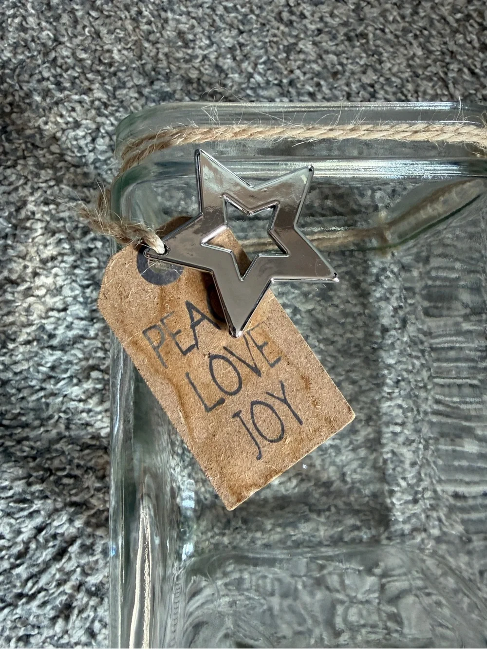 Glass Holiday Jar with Silver Star Accent - Clear